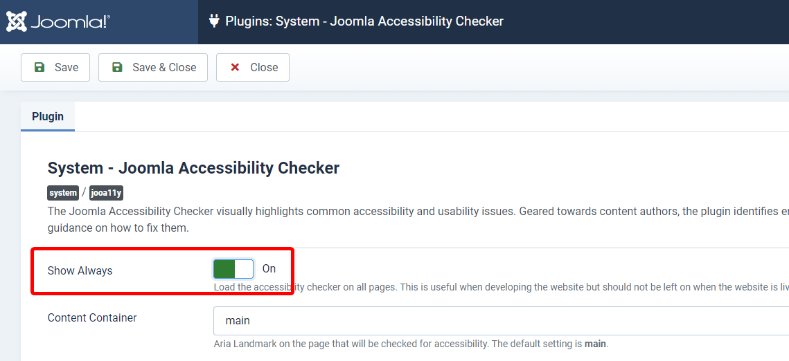 joomla plugin settings