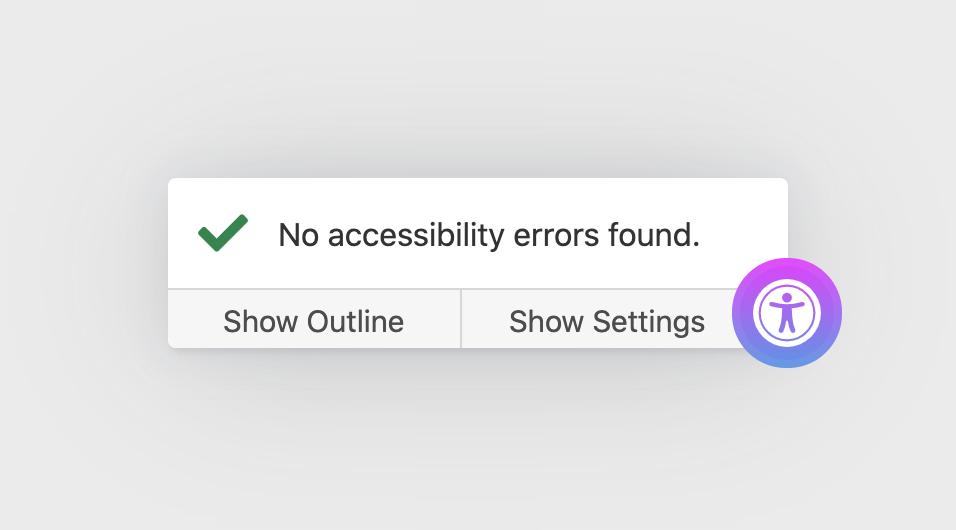 Screenshot of panel that shows: No accessibility errors found.